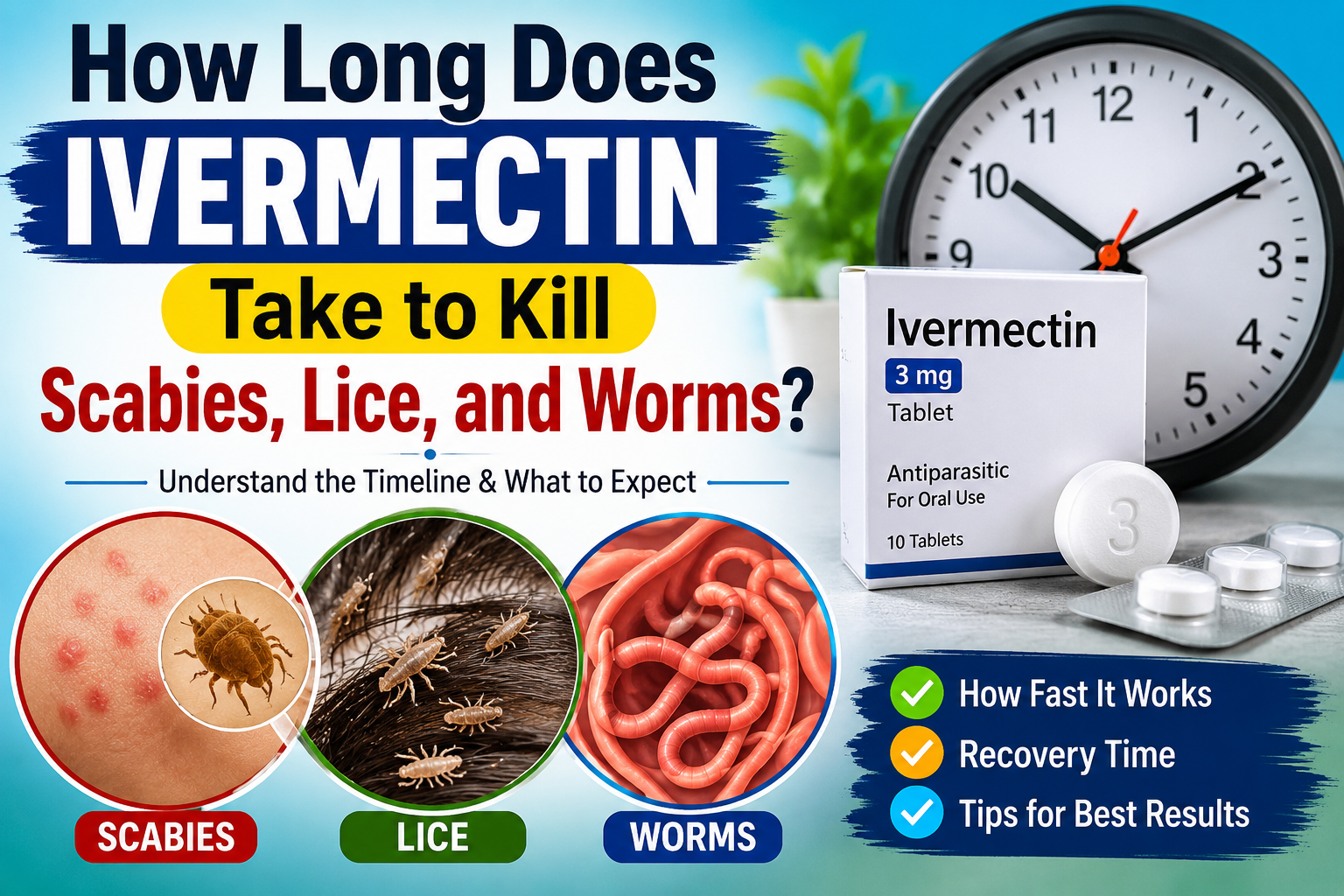 How Long Does Ivermectin Take to Kill Scabies, Lice, and Worms