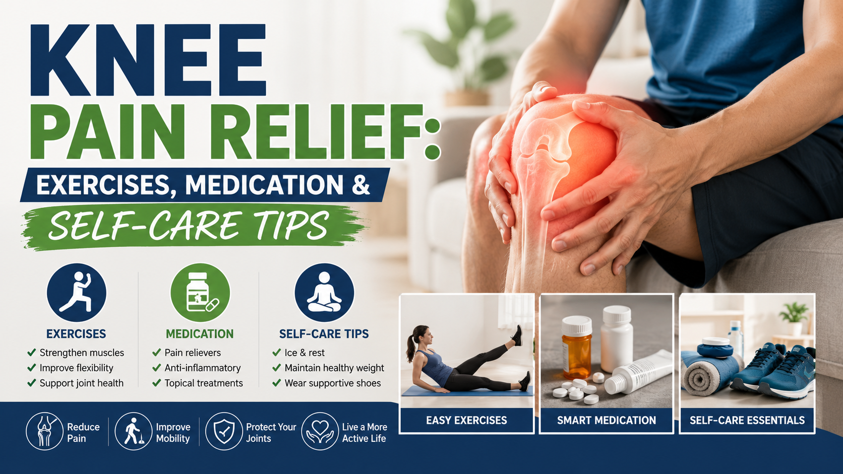 Knee Pain Relief Exercises, Medication & Self-Care Tips